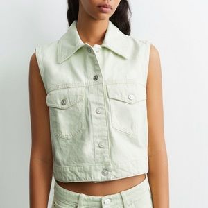 Zara Solid Color Denim Vest sz M